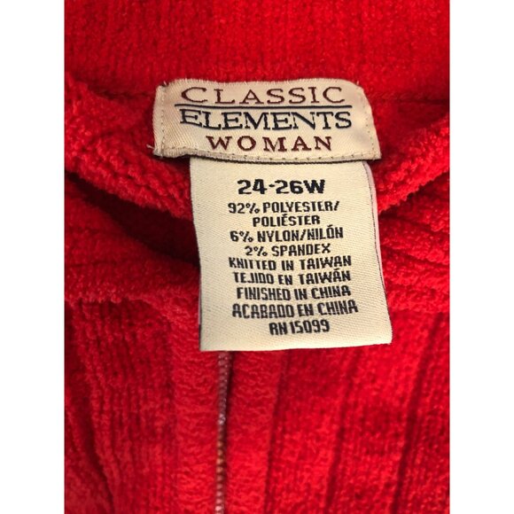 Vintage Classic Elements Woman Red Zip up Sweater Pre-Owned Size 24-26W - Picture 9 of 9
